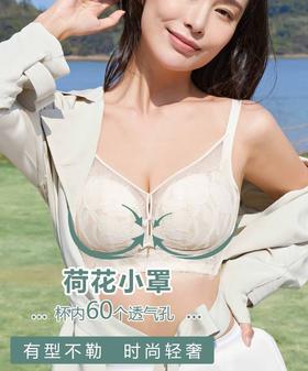 迪兰多夏季大胸薄款CD全罩杯显小额、软钢圈聚拢上托文胸2118422