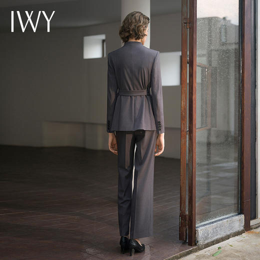IWY/秋冬新款深灰色西装套装女系带西服外套休闲上班白领职业C14230+P34230 商品图7