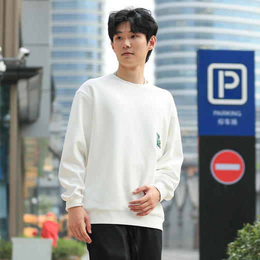 DRONKOO 2024 圆领前左侧小刺绣后镂空字母微阔中厚卫衣 商品图1