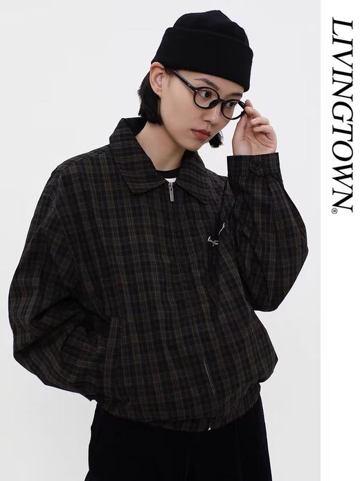 LIVINGTOWN/LT格纹哈灵顿刺绣夹克 商品图0