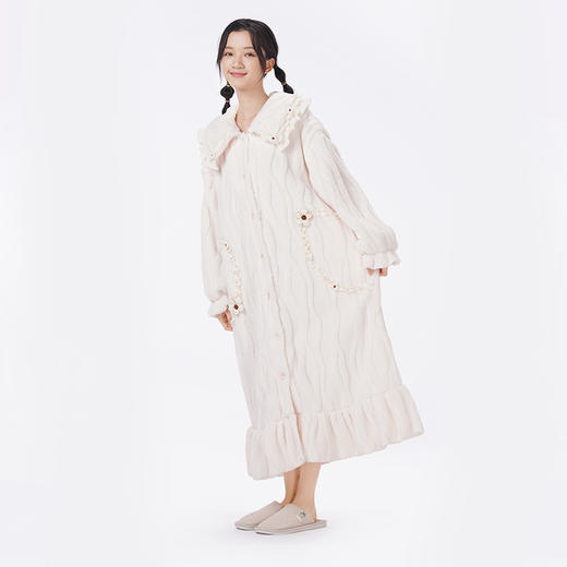 都市丽人睡衣生活家居单件袍家居服长毛绒提花厚女士法兰绒单件袍LHT7B3 商品图2