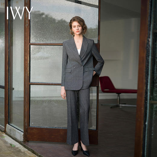 IWY/秋冬新款高级深灰色西装外套女期限休闲款式职业两件套OLC13517+P33517 商品图0