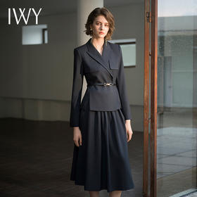 IWY/秋冬新款黑色西装套裙女收腰显瘦女神范名媛两件套装C14325+S14325
