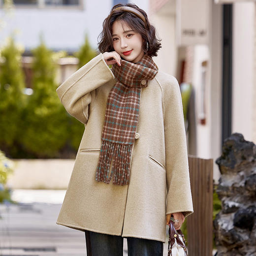 双面呢羊毛大衣，气质名媛时尚围巾外套HR-ZYQQ26 商品图0