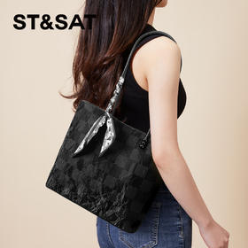 星期六优雅丝巾时尚褶皱容量托特包SSC521A157