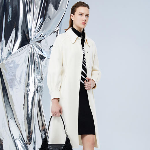 EITIE爱特爱冬季款简约大方纯色百搭毛呢大衣外套7614310 商品图3