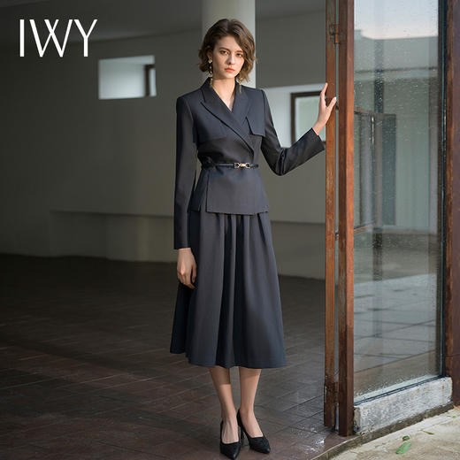 IWY/秋冬新款黑色西装套裙女收腰显瘦女神范名媛两件套装C14325+S14325 商品图3