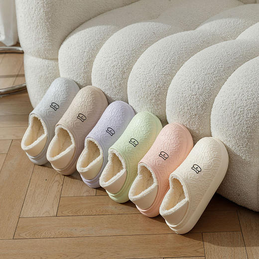 「可拆洗设计！厚底防水」小熊棉拖鞋2024新款网红款女室内毛绒可爱厚底防水防滑毛绒拖鞋 商品图3