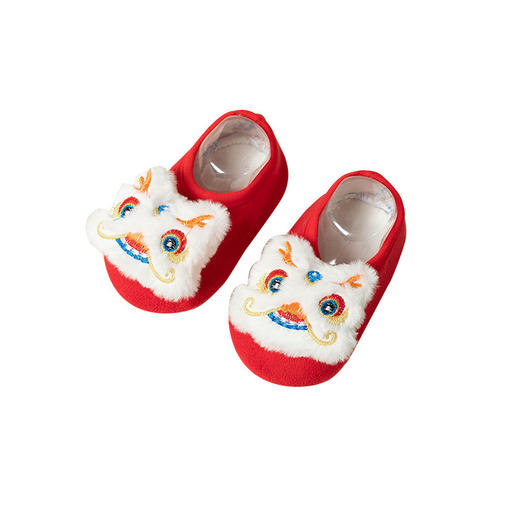 【红色喜庆龙年新年婴儿袜】儿童袜秋冬卡通宝宝学步地板袜点胶防滑袜 商品图4