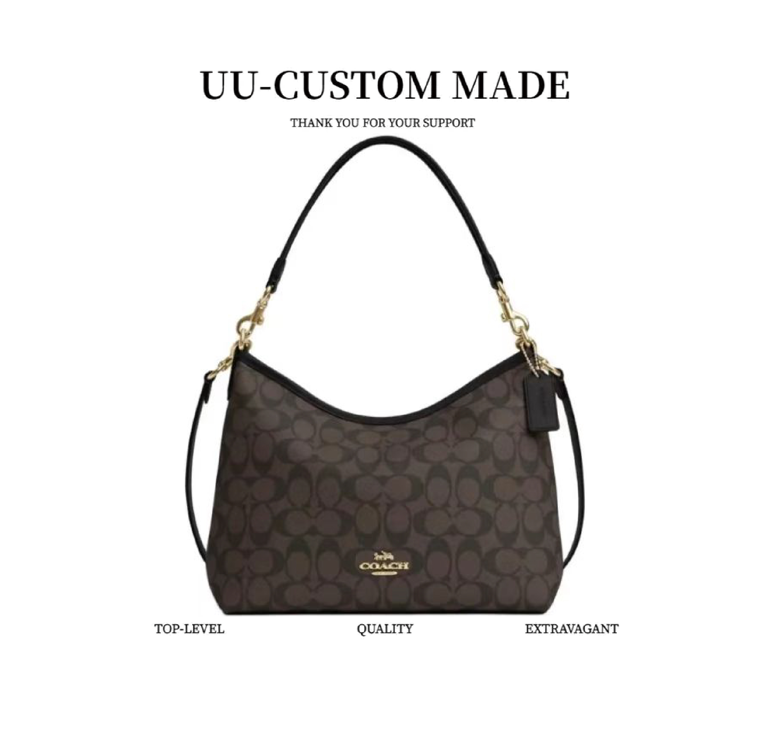 COACH蔻驰 Laurel 31 通勤大容量可拆卸肩带标志性涂层帆布和光滑皮革 流浪包腋下包单肩斜挎手提包（CB）