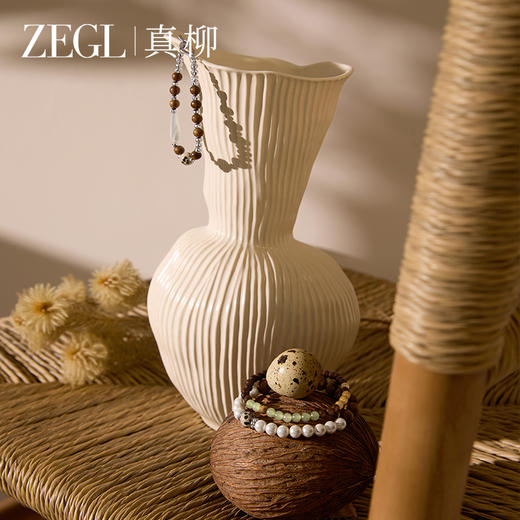 ZEGL设计师白檀系列天然和田玉绿檀木佛珠手串珍珠手链女串珠手饰 商品图3
