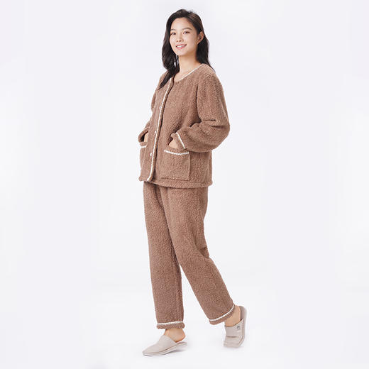 都市丽人睡衣会员精选长袖家居服米粒绒厚女士米粒绒套装LHT1R7 商品图3