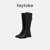 faytobe冬简洁款知性烟筒靴低跟女靴长靴 商品缩略图0