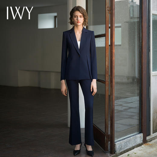IWY/藏青色西装套装女大学生面试职业装高级感正式场合收腰西服考公OLC14312+P34312 商品图3