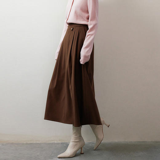 玳莎斜腰袢设计感A字半身裙2024秋冬新款美拉德法式复古显瘦伞裙  ED34301 商品图2