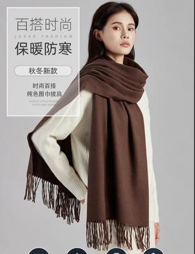 纯色仿羊绒围巾女高级感冬季多色百搭围脖时尚加厚男流苏披肩新款爆款小红书同款