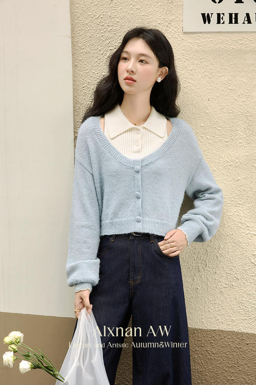 鹿向南「陷进温柔」早秋慵懒风针织衫2024新款挂脖背心 商品图5