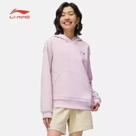 3折【自营】LI-NING/李宁2  李宁卫衣女冬季运动时尚系列舒适加绒宽松套头连帽卫衣 AWDT820-5