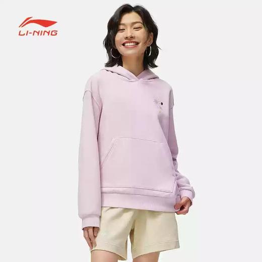 3折【自营】LI-NING/李宁2  李宁卫衣女冬季运动时尚系列舒适加绒宽松套头连帽卫衣 AWDT820-5 商品图0