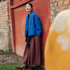 绽放旅行女装649朵/秋冬全亚麻蚕丝绵填充短款棉衣中式v领棉服 商品缩略图1