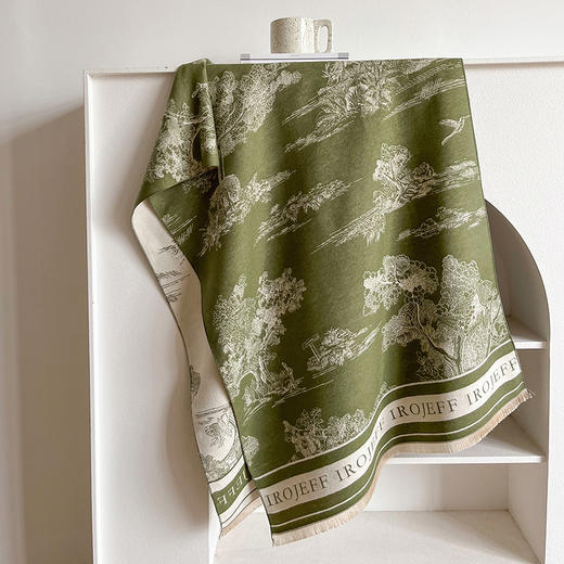 【赵丽颖同款山水画仿羊绒围巾】秋冬季办公室空调房加厚保暖 长款潮流围脖披肩 商品图8