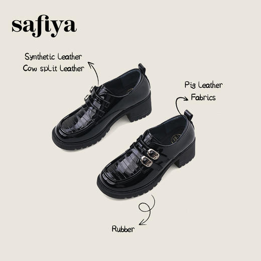 Safiya/索菲娅2024复古英伦风增高厚底漆皮圆头百搭JK小皮鞋 SF43112081 商品图0