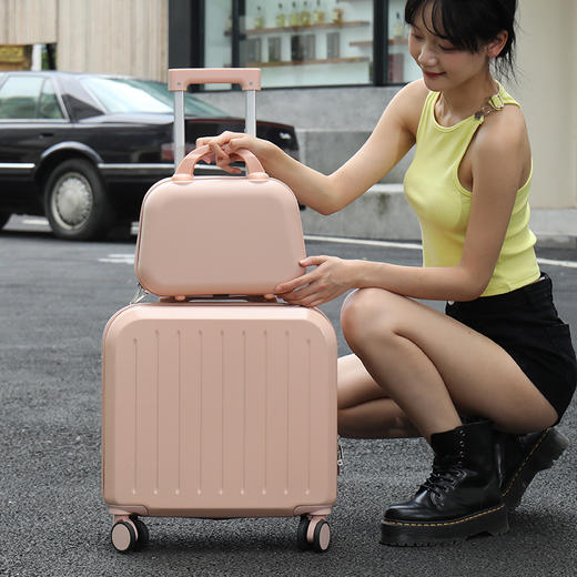 「多功能旅行箱！字母设计」登机行李箱女18寸多功能小型子母箱礼品拉杆箱旅行密码箱包 商品图2