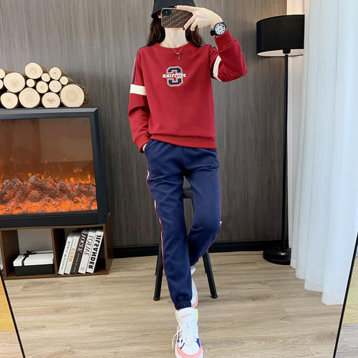 棉质春秋款圆领卫衣套装，休闲束脚潮流TR-W1166 商品图2