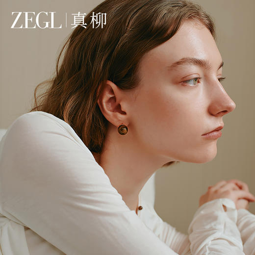 ZEGL设计师款晨曦系列天然虎眼石耳钉女新款爆款耳环复古高级耳饰 商品图1
