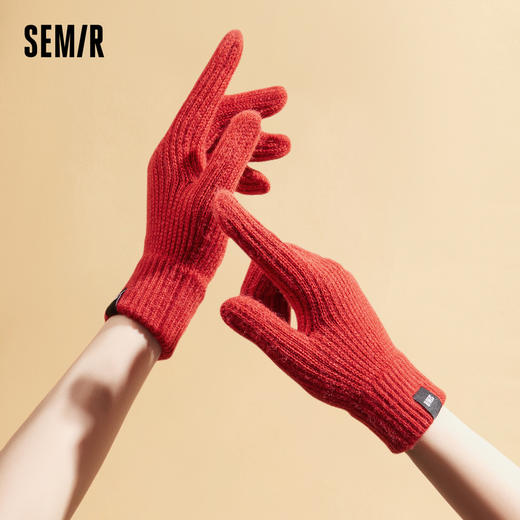 森马手套男2024冬季新款可触屏学生骑行保暖针织毛线手套弹力情侣 商品图3