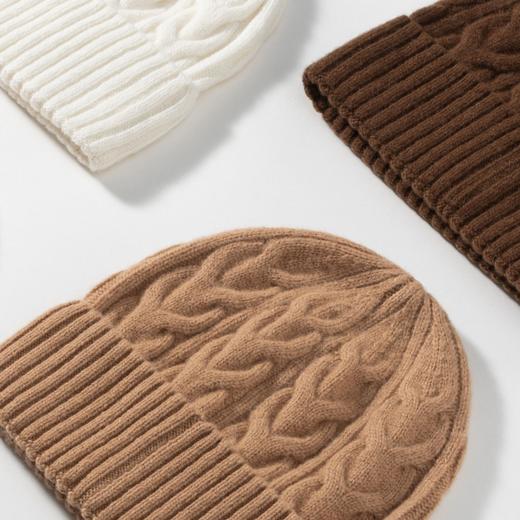 纯色100%纯羊毛毛线帽女生冬季针织帽百搭女高级感帽子男保暖简约新款爆款小红书同款 商品图2