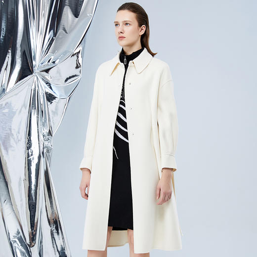 EITIE爱特爱冬季款简约大方纯色百搭毛呢大衣外套7614310 商品图5