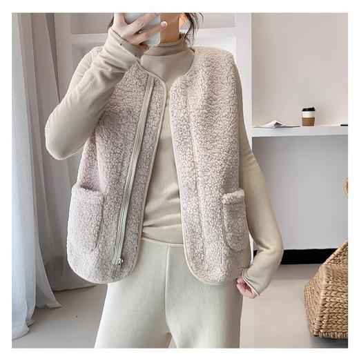 拉链羊羔毛马甲背心女一体外搭显瘦秋冬新款洋气潮流时尚外穿马夹 商品图6