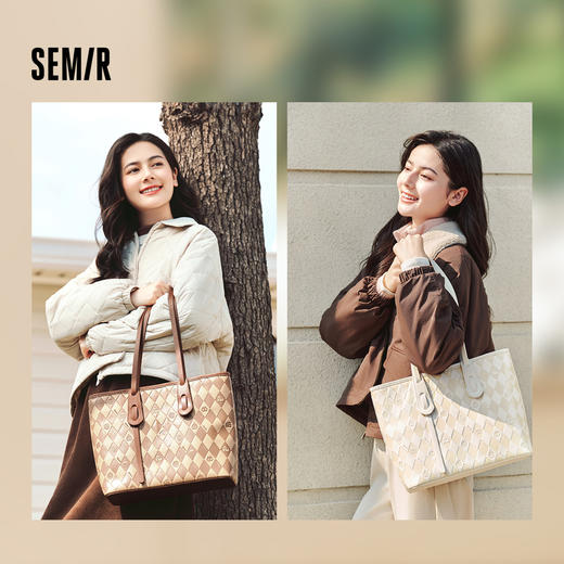 森马包包托特包女2024新款温柔菱格单肩包大容量通勤手提包氛围感 商品图1