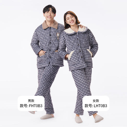 都市丽人都市锋尚睡衣亲情蜜语长袖贝贝绒印花夹棉加厚男士加夹棉套装FHT0B3 商品图4