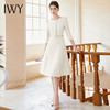 IWY/米白色上班族通勤连衣裙秋装女圆领西装裙七分袖职业装工作服单件Q1173 商品缩略图0