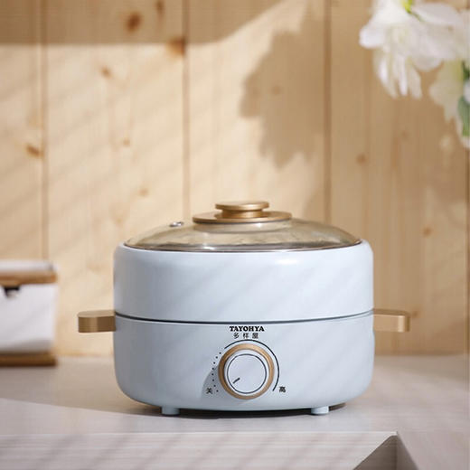 【多样屋专柜】多样屋多功能蓝色电火锅24cm （带火锅盘+煎烤盘）无烟铁板烧烤机烤盘不沾煎锅 商品图2