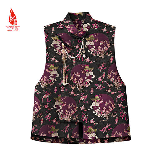 SAINTJOY/上久楷女式宋锦马甲  鹤蝶四季花纹锦 CY1044207008 商品图2