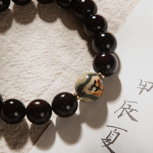 海洋碧玉清代檀香紫檀家具老料制手串直径1.2cm 商品图2