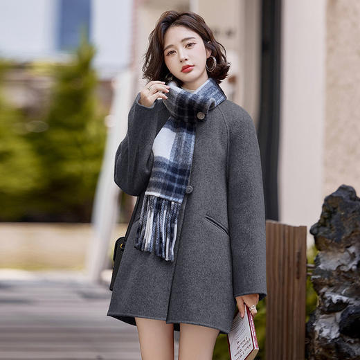 双面呢羊毛大衣，气质名媛时尚围巾外套HR-ZYQQ26 商品图2