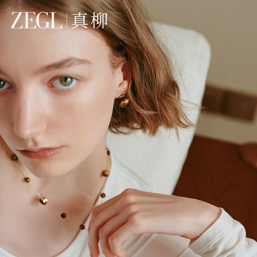 ZEGL设计师款晨曦系列天然虎眼石耳钉女新款爆款耳环复古高级耳饰 商品图3