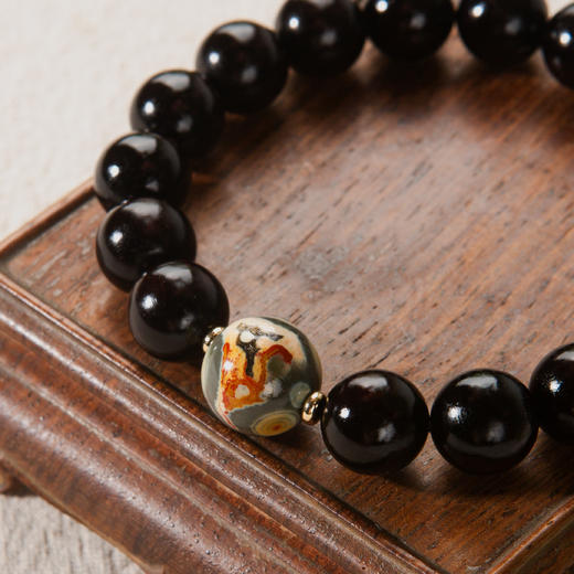 海洋碧玉清代檀香紫檀家具老料制手串直径1.2cm 商品图5