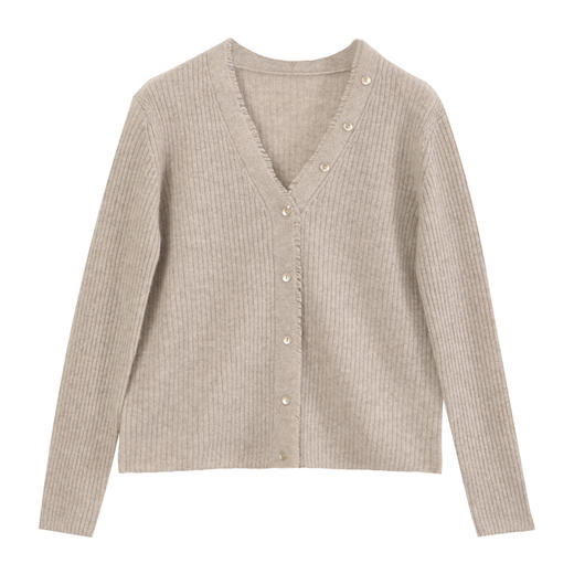 玳莎100%羊绒针织开衫女冬季新款剪毛设计感V领上衣毛衣外套  ED33302 商品图4