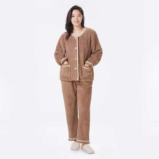 都市丽人睡衣会员精选长袖家居服米粒绒厚女士米粒绒套装LHT1R7 商品图2