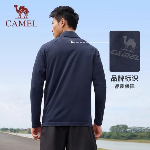 骆驼运动长袖T恤男女24秋季新款抓绒保暖瑜伽服立领加绒跑步上衣 J14CZ00633_J24CAW6669 商品图2