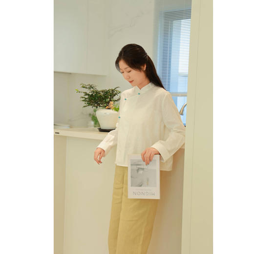 【抖音专属】新中式衬衣（24810884-象牙白-结缘款） 商品图3