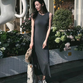 【顺丰包邮】34040 洛诗琳高货气质无袖显瘦小字母休闲背心连衣裙253