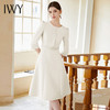IWY/米白色上班族通勤连衣裙秋装女圆领西装裙七分袖职业装工作服单件Q1173 商品缩略图2