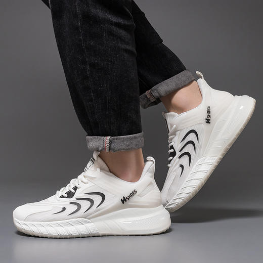 爆米花底情侣透气运动鞋男ins韩版百搭厚底小白鞋学生跑步鞋新款爆款小红书同款 商品图2