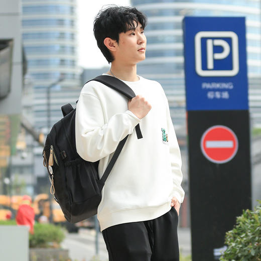 DRONKOO 2024 圆领前左侧小刺绣后镂空字母微阔中厚卫衣 商品图2